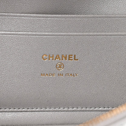 Chanel Lizard Embossed Calfskin Top Handle Slim Vanity With Chain Silvery 6 of 11