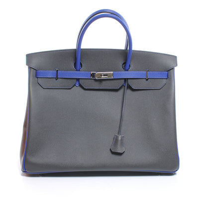 Hermes Epsom Special Order Horseshoe Bi-Color Birkin 40 Graphite and Bleu Electric 1 of 10
