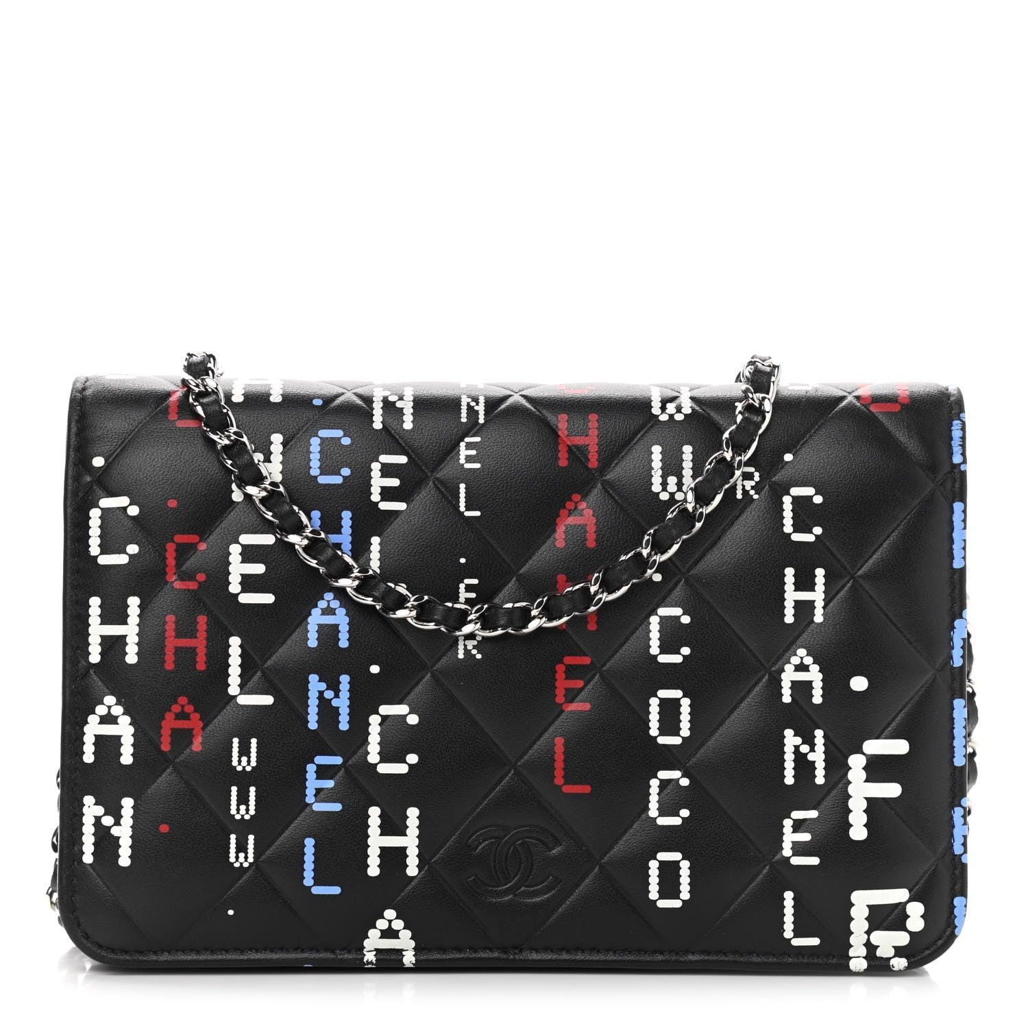 Chanel Lambskin Quilted Data Center Wallet On Chain WOC Black 1 of 13