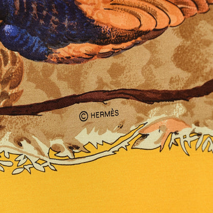 Hermes Silk Twill Equateur Bouton Scarf 140 D'or Brun Violet 6 of 9