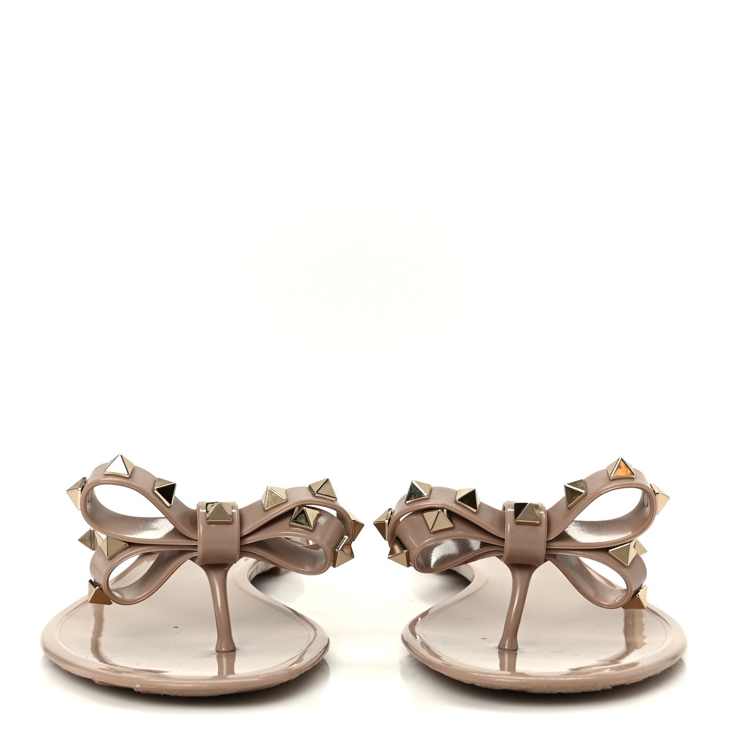PVC Jelly Rockstud Bow Thong Sandals 38 Poudre