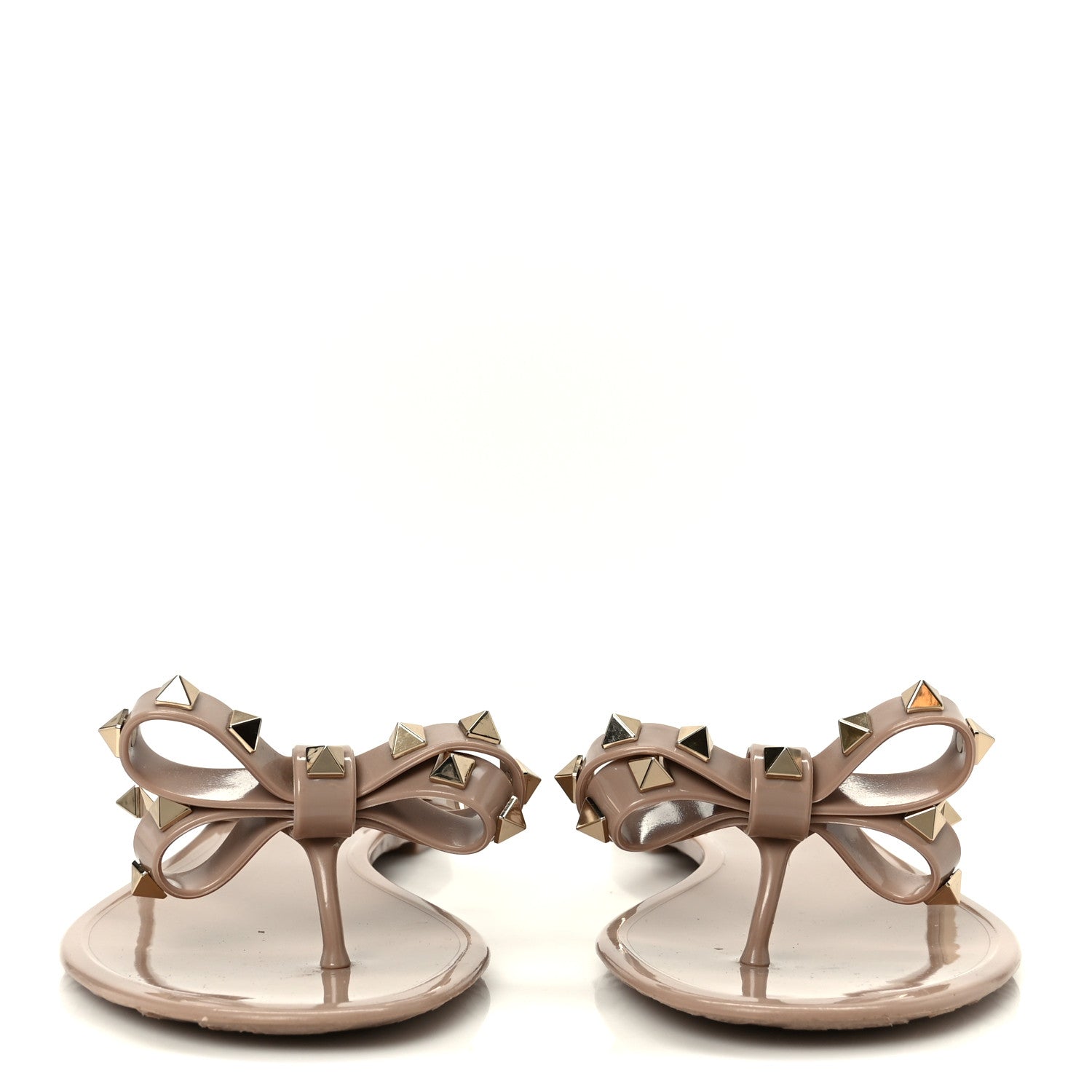 Valentino Garavani PVC Jelly Rockstud Bow Thong Sandals 38 Poudre 3 of 8