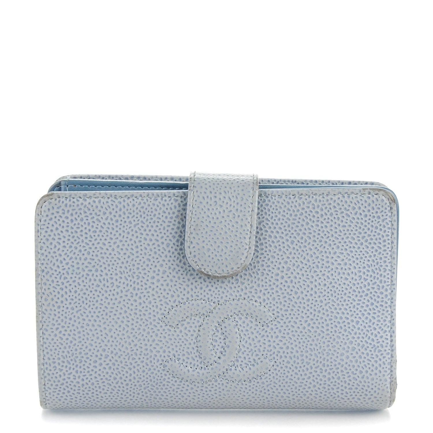 Chanel Caviar CC French Wallet Light Blue 1 of 10