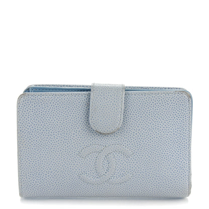 Chanel Caviar CC French Wallet Light Blue 1 of 10