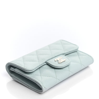 Chanel Caviar Quilted Flap Card Holder Wallet Light Blue 4 of 7