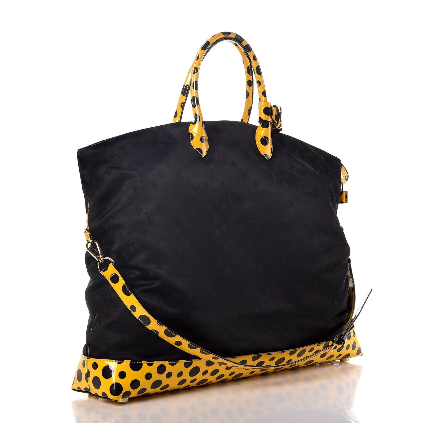 Nylon Monogram Kusama Infinity Dots Lockit GM Black Yellow