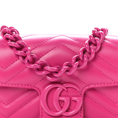 Gucci Calfskin Matelasse Monochrome GG Marmont Chain Belt Bag Classic Fuxia 8 of 10