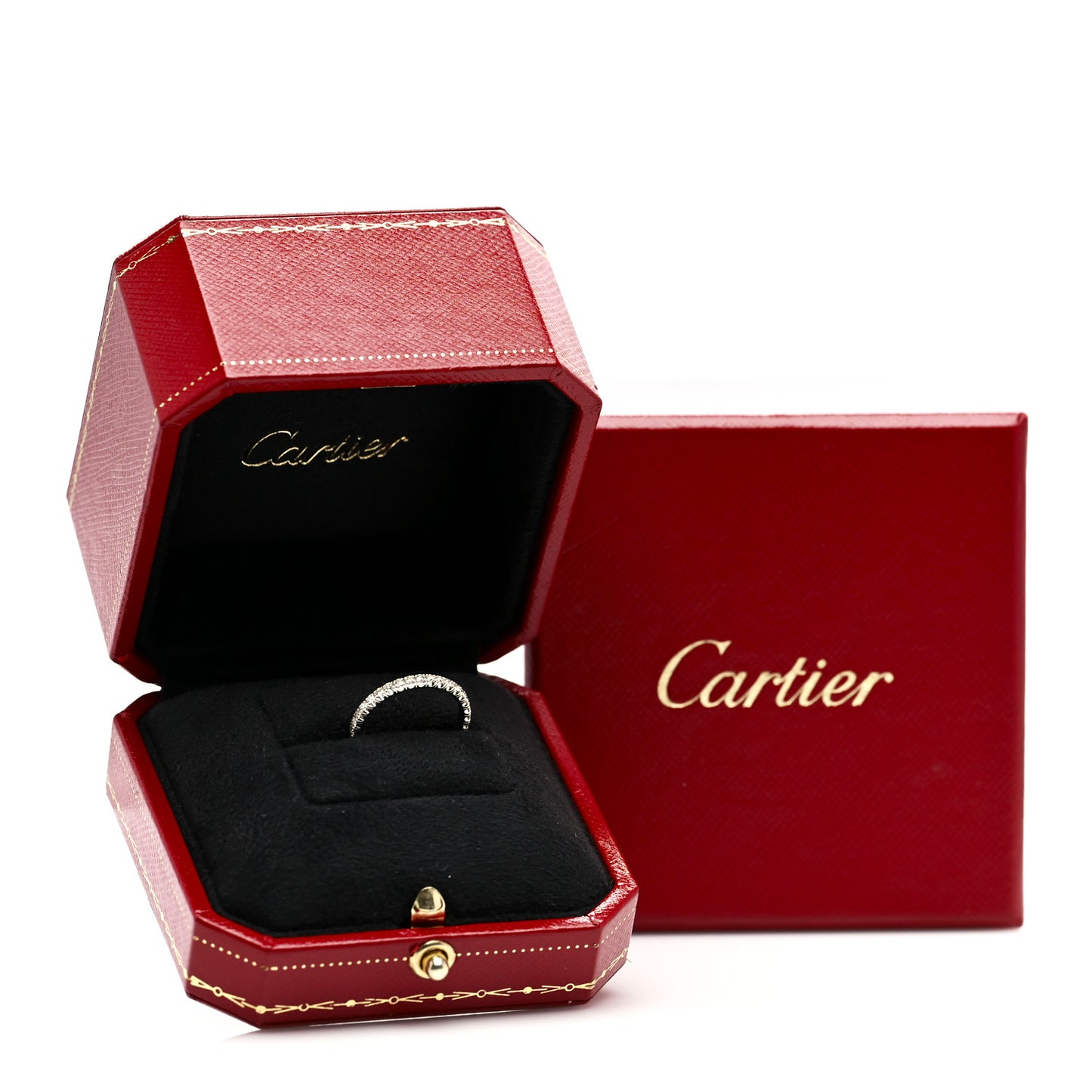 18K White Gold Diamond 2mm Etincelle de Cartier Wedding Band Ring 46 3.75