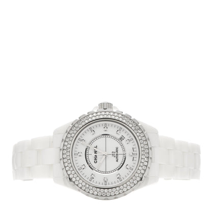 Chanel Stainless Steel Ceramic Diamond Pave Bezel 42mm J12 Automatic Watch White 2 of 5