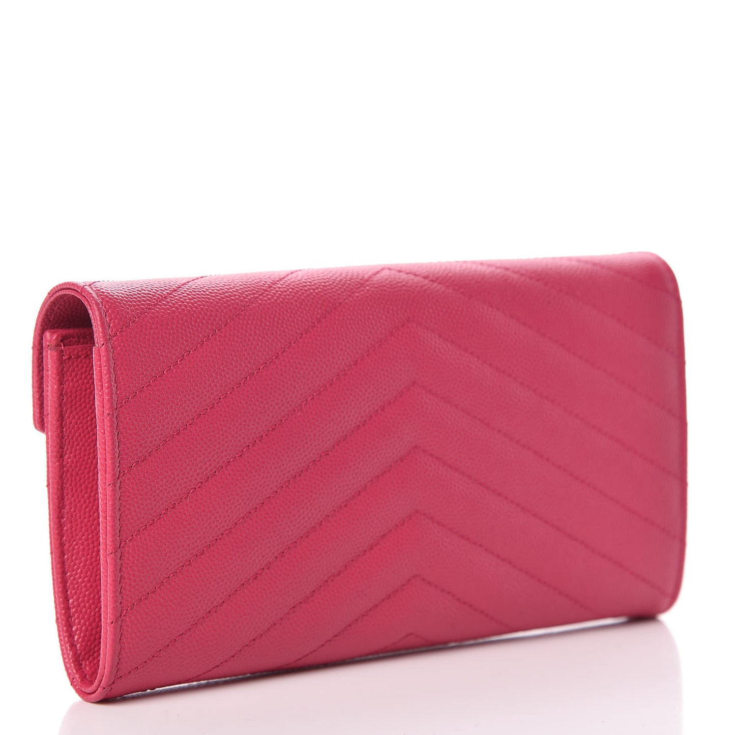 Grain De Poudre Matelasse Chevron Monogram Flap Wallet Fuchsia