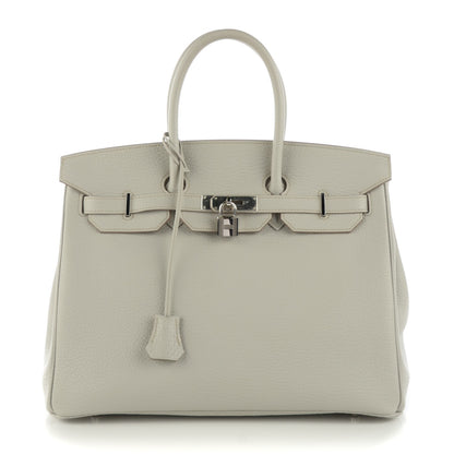 Hermes Taurillon Clemence Birkin 35 Gris Perle 1 of 15