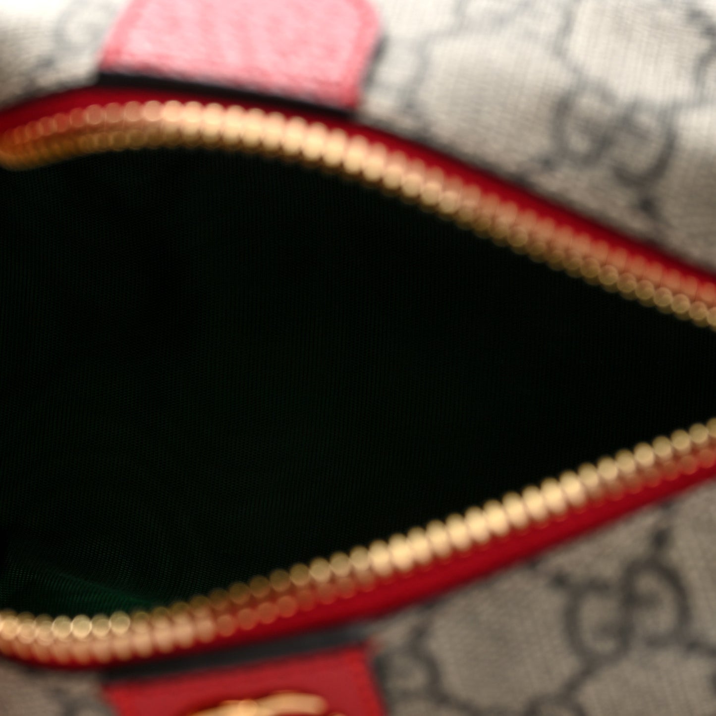Soft GG Supreme Monogram Calfskin Small Ophidia Cosmetic Case Beige Ebony Hibiscus Red