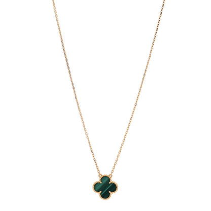 Van Cleef & Arpels 18K Yellow Gold Malachite Vintage Alhambra Pendant Necklace 1 of 5