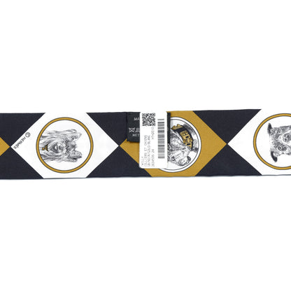 Hermes Silk Colliers Et Chiens Twilly Black Gold White 2 of 5