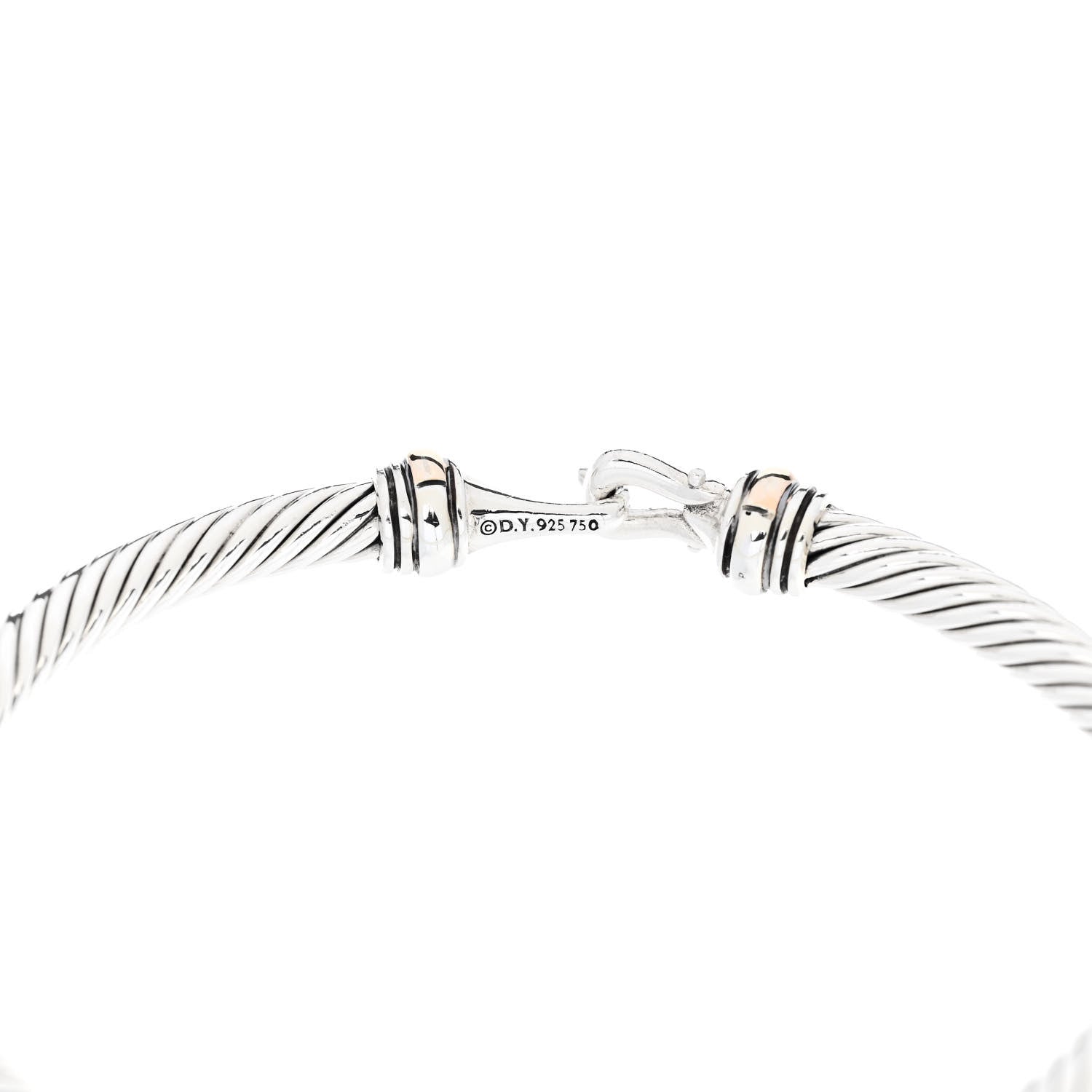 David Yurman Sterling Silver 18K Rose Gold 4mm Cable Classic Buckle Bracelet 4 of 5