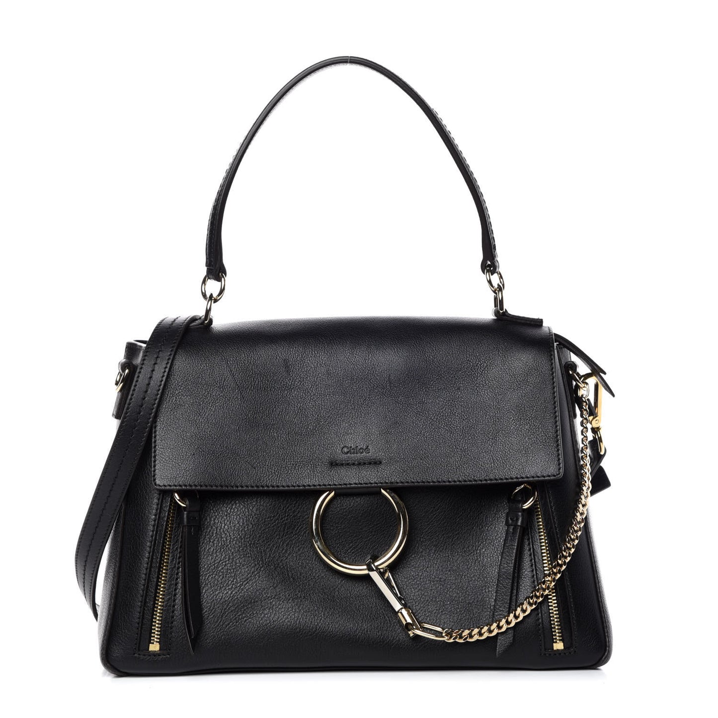 Calfskin Medium Faye Day Shoulder Bag Black