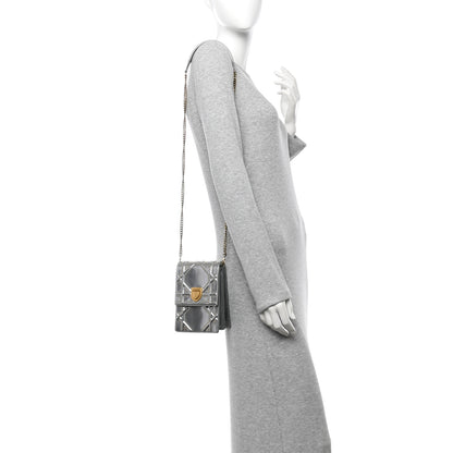 Christian Dior Metallic Calfskin Studded Vertical Diorama Silver 2 of 9