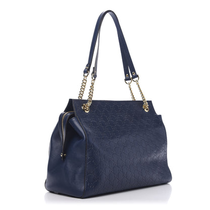 Gucci Guccissima Signature Large Chain Shoulder Bag Blue 3 of 12