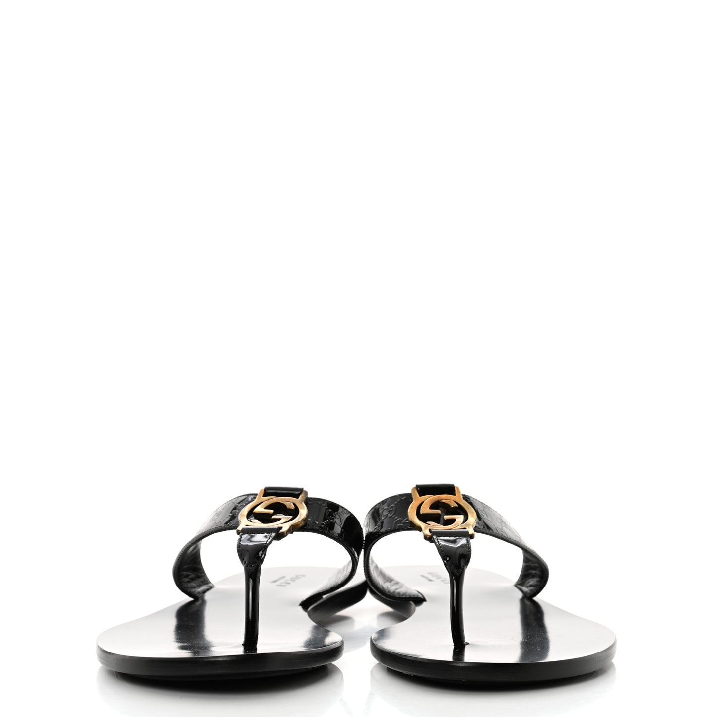 Patent Guccissima Thong Sandals 38.5 Black