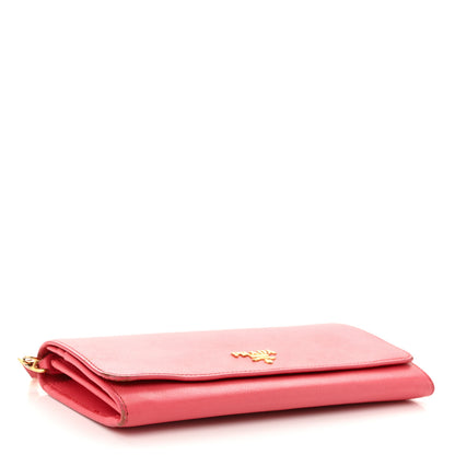 Prada Saffiano Metal Oro Chain Wallet Peonia 4 of 12