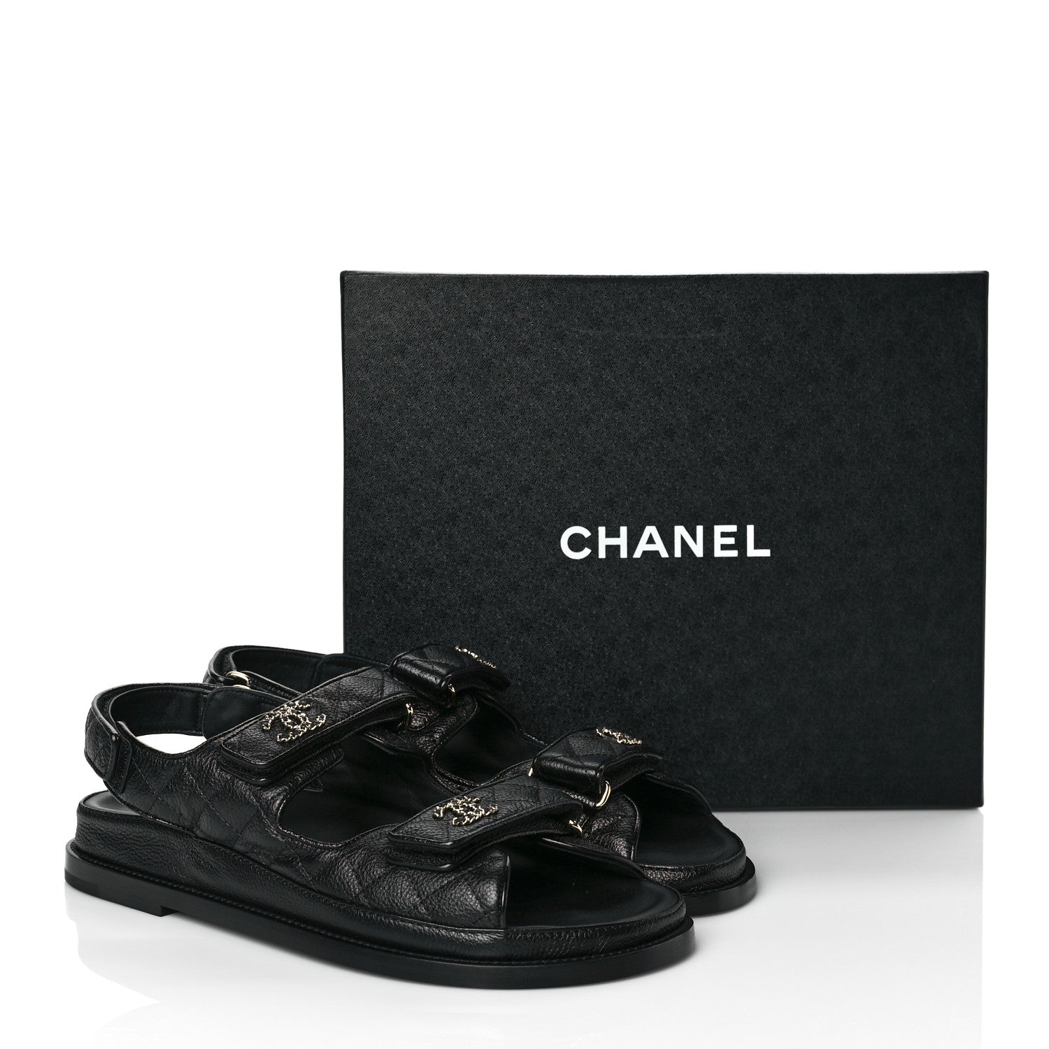 Chanel Grained Calfskin Velcro Dad Sandals 40 Black 9 of 9