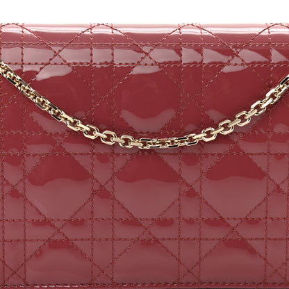 Christian Dior Patent Cannage Lady Dior Clutch Mallow Rose 9 of 10