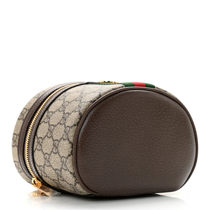 Gucci GG Supreme Monogram Textured Calfskin Web Ophidia Vanity Cosmetic Case Beige Ebony New Acero 3 of 9