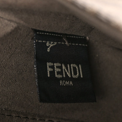Fendi Glazed Fabric Vitello Century FF 1974 Stamp Patch Mini Double F Crossbody Bag Mogano Panna Black 7 of 9