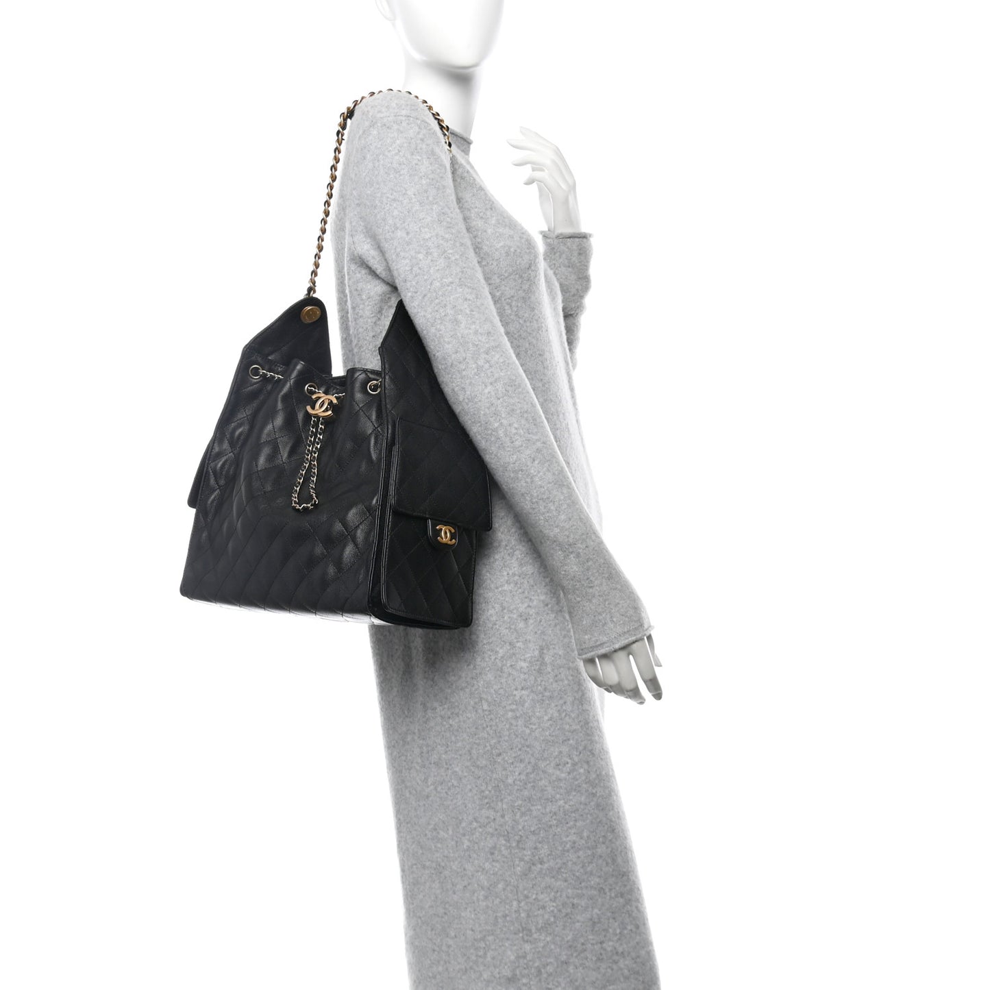 Caviar Quilted Medium Chanel 25 Handbag Black