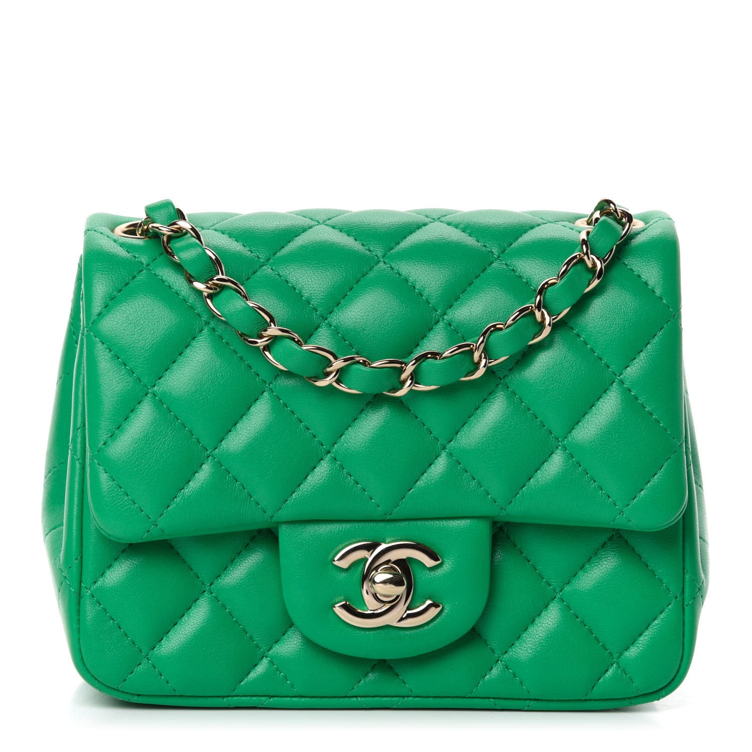Chanel Lambskin Quilted Mini Square Flap Green 1 of 11