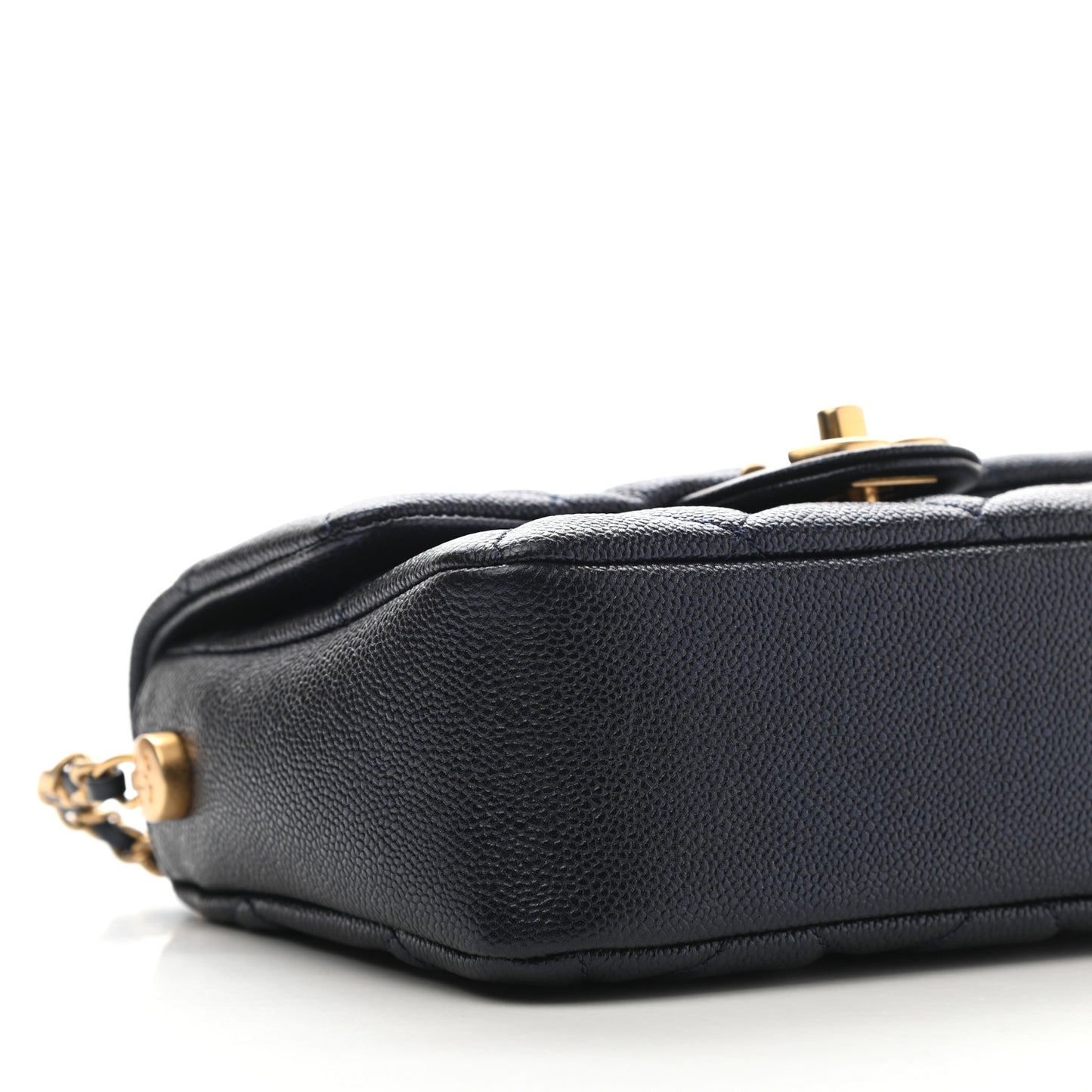 Iridescent Caviar Quilted Mini My Perfect Flap Dark Blue