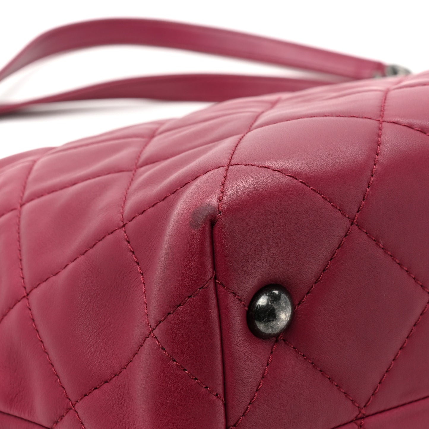 Calfskin Quilted Large Shopping In Chains Tote Dark Pink