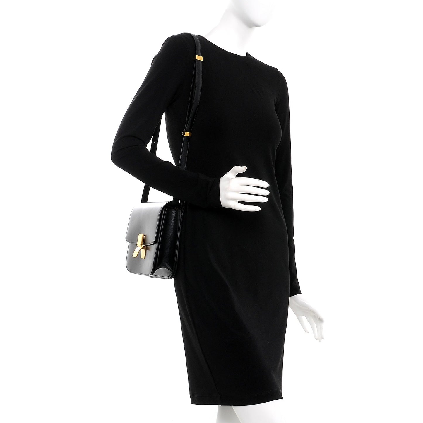 Box Calfskin Medium Classic Box Flap Bag Black