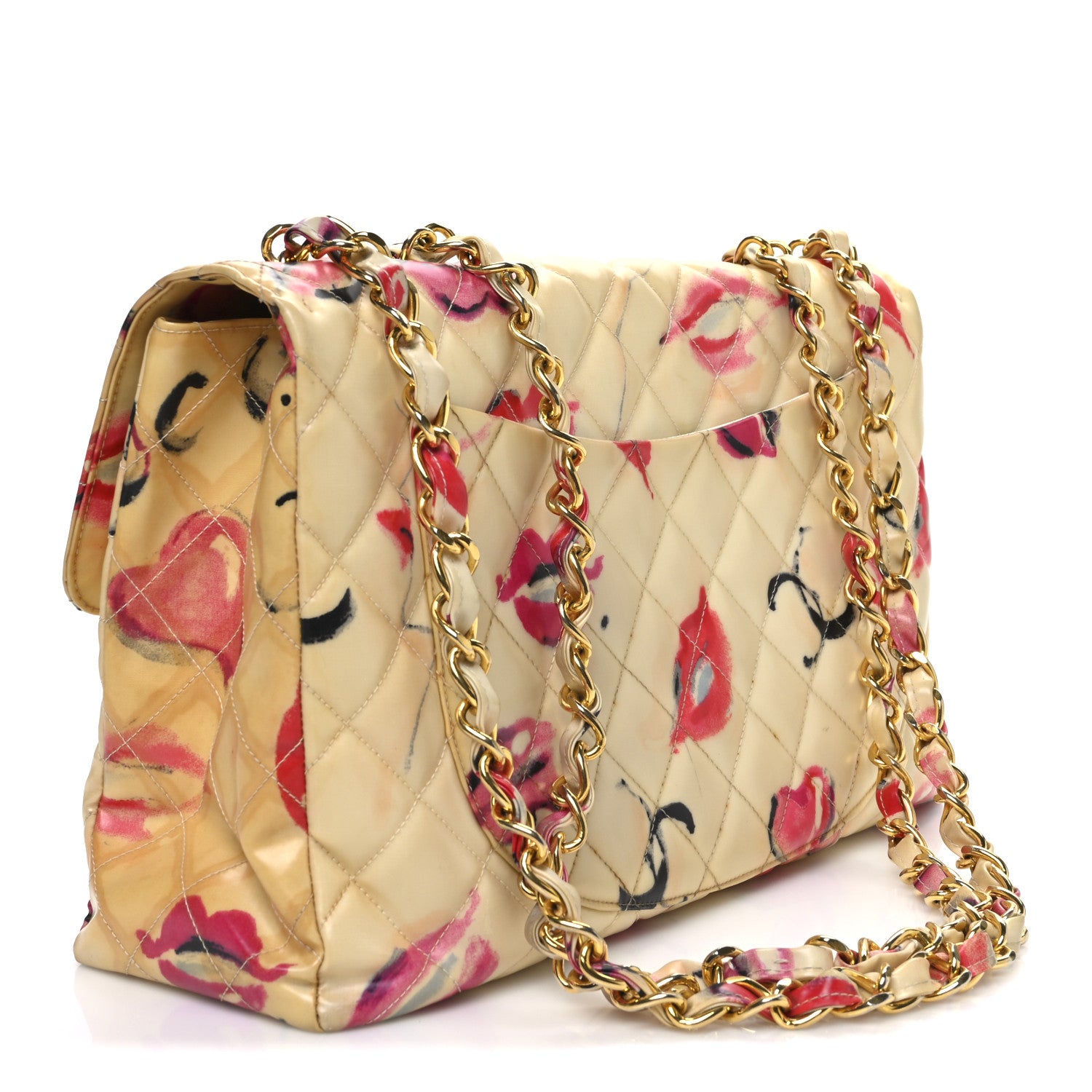 Chanel Coated Canvas Quilted Lips and Kisses Graffiti XL Jumbo Single Flap White Multicolor 3 of 13