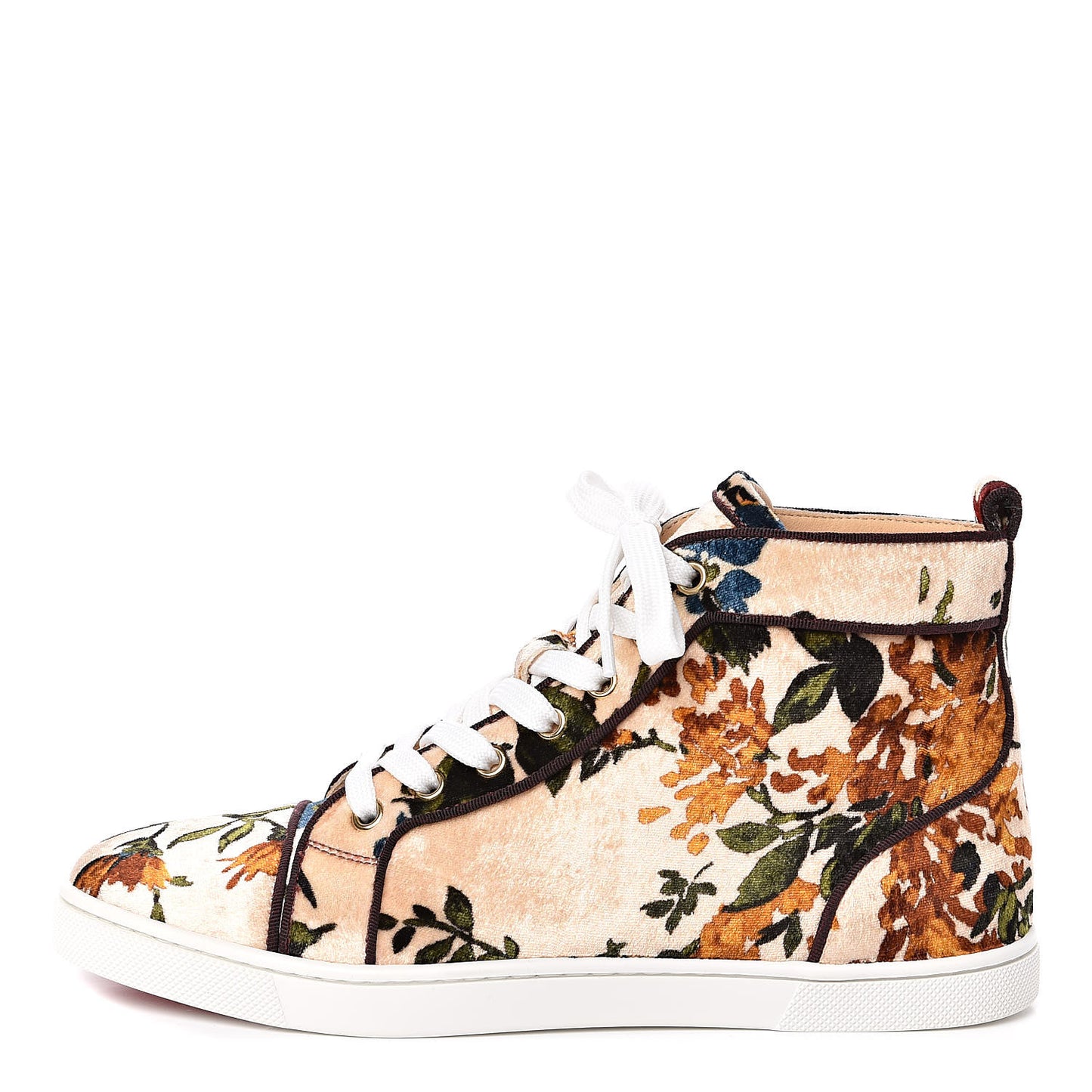 Velvet Floral Bip Bip Orlato High Top Flat Sneakers 37.5 Beige