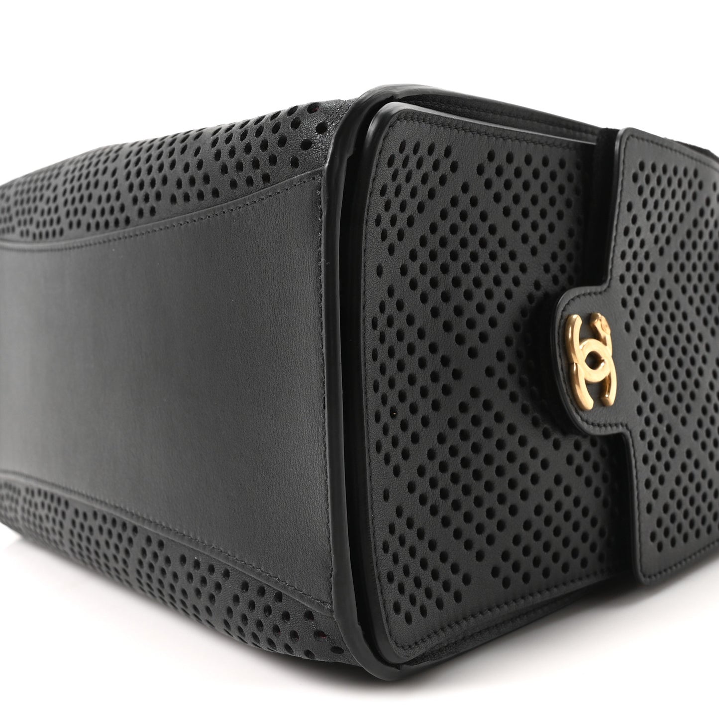 Perforated Calfskin Small Chanel 25 Handbag Black
