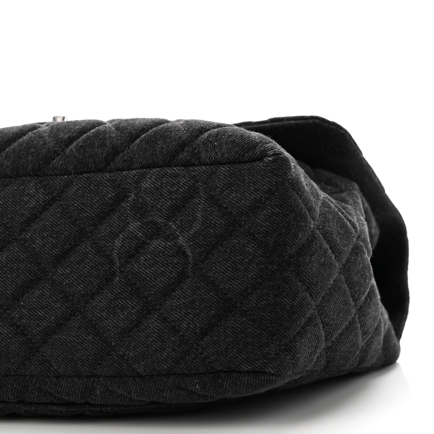 Chanel Denim Quilted CC Print Jumbo Single Flap Black 10 of 10