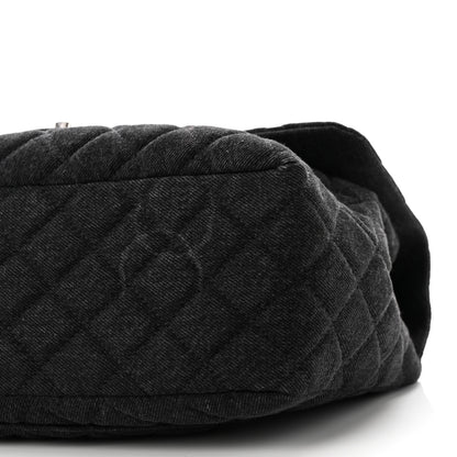 Chanel Denim Quilted CC Print Jumbo Single Flap Black 10 of 10