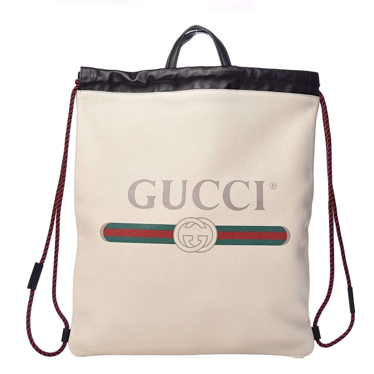 Calfskin Logo Drawstring Backpack Mystic White