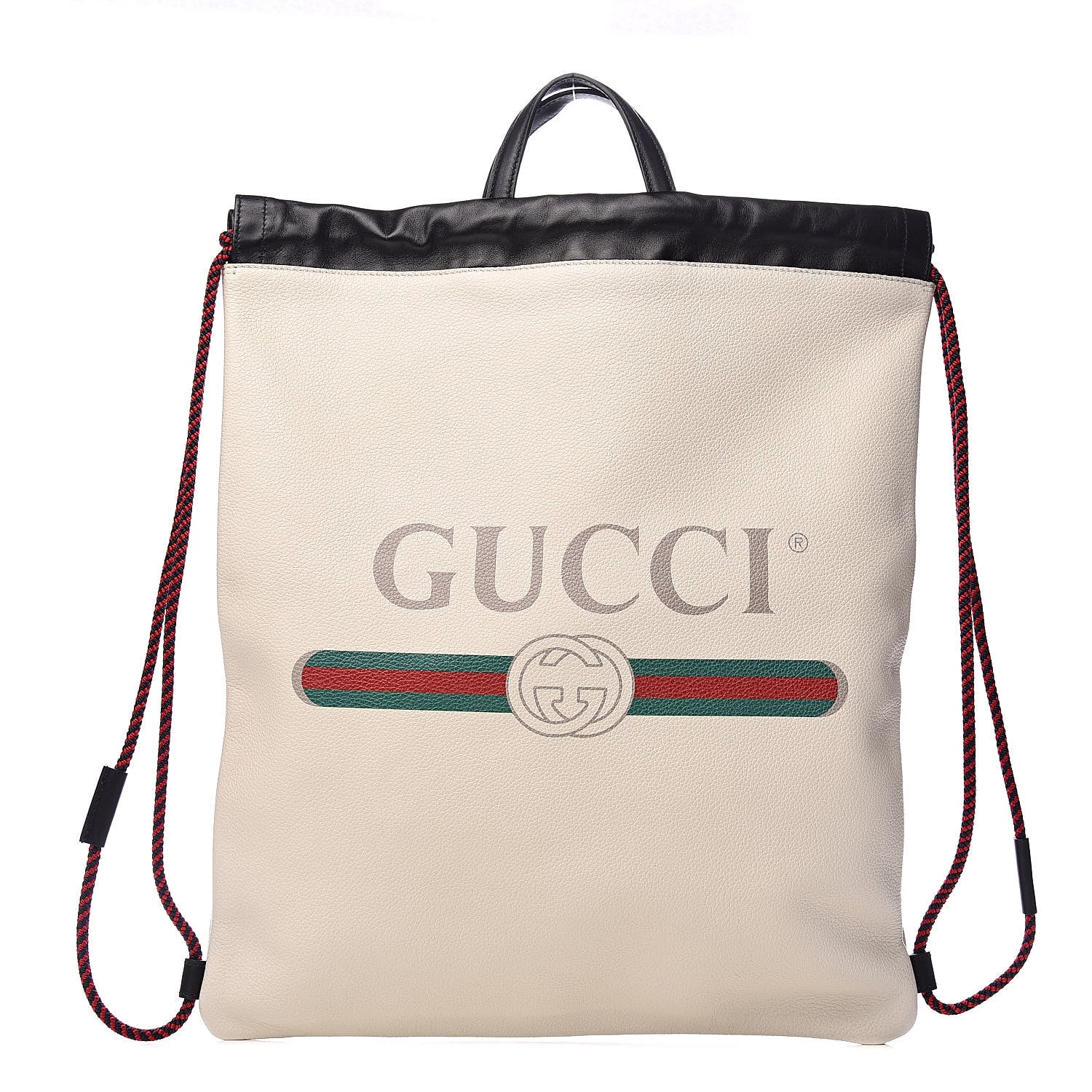 Gucci Calfskin Logo Drawstring Backpack Mystic White 3 of 11