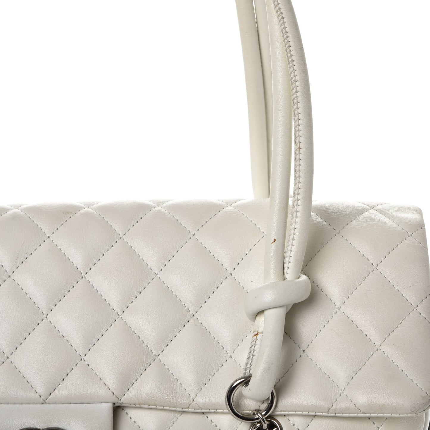 Calfskin Quilted Large Cambon Flap White Black
