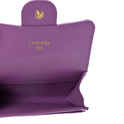 Chanel Caviar Quilted Flap Card Holder Wallet Purple 5 of 12