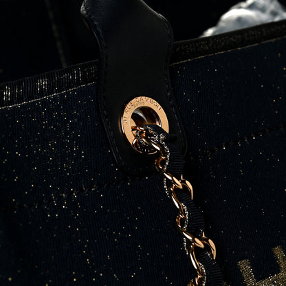 Chanel Lurex Canvas Medium Deauville Tote Navy Blue Gold 8 of 8