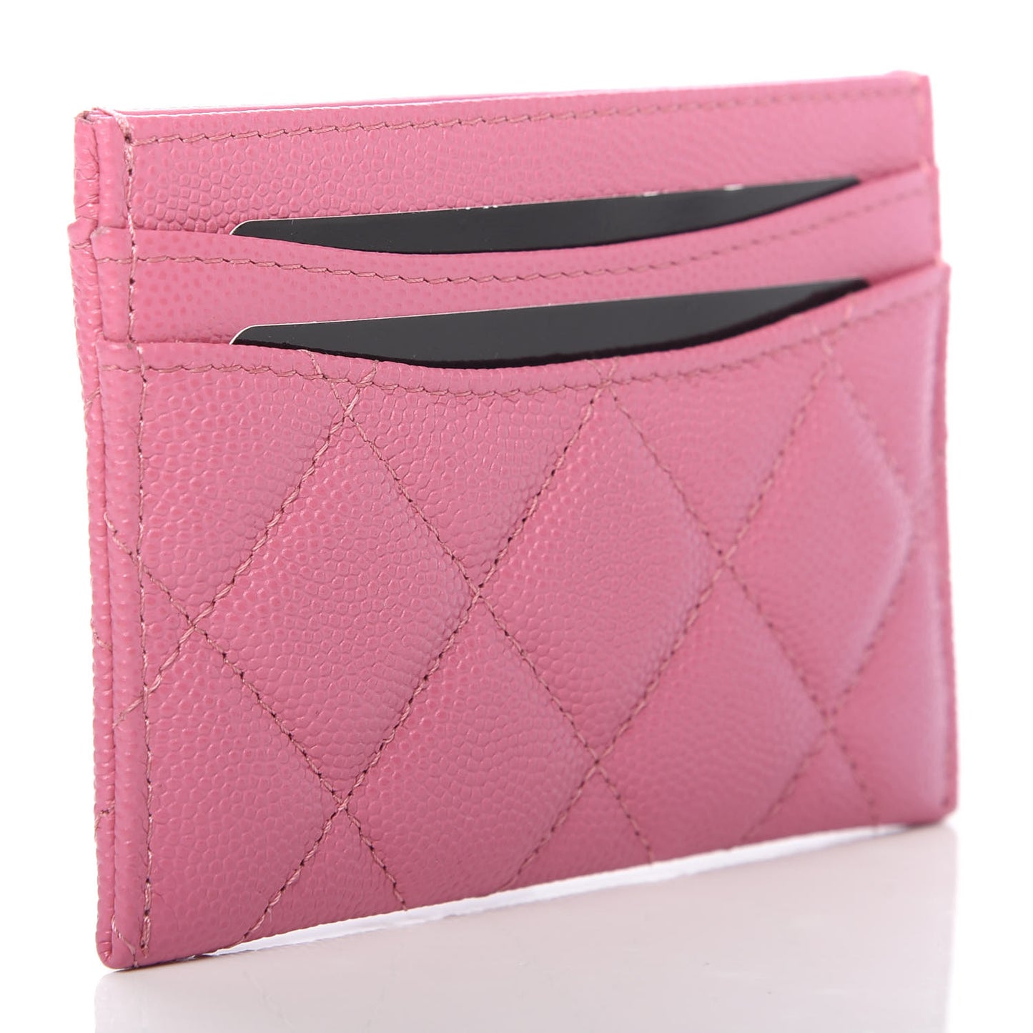 Caviar Quilted Card Holder Pink
