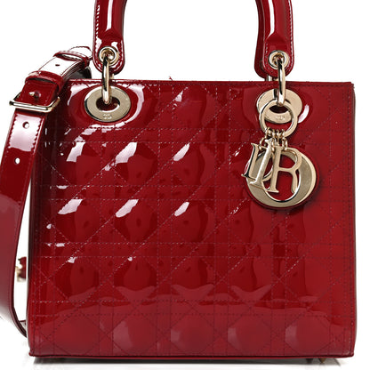 Christian Dior Patent Cannage Medium Lady Dior Red 8 of 11