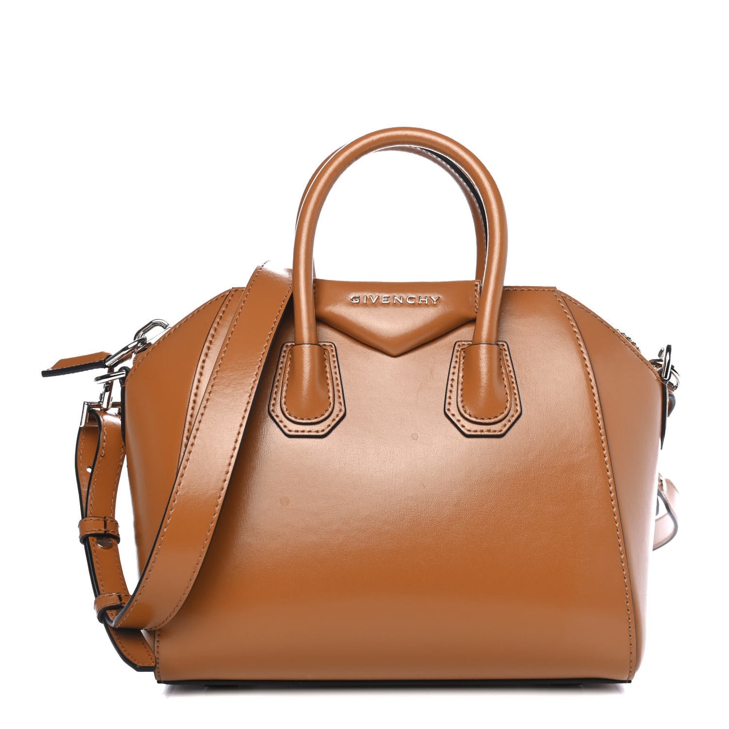 Shiny Lord Calfskin Mini Antigona Camel