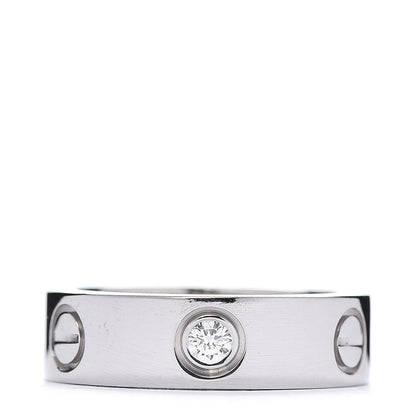 Cartier 18K White Gold 3 Diamond 5.5mm LOVE Ring 50 5.25 1 of 5