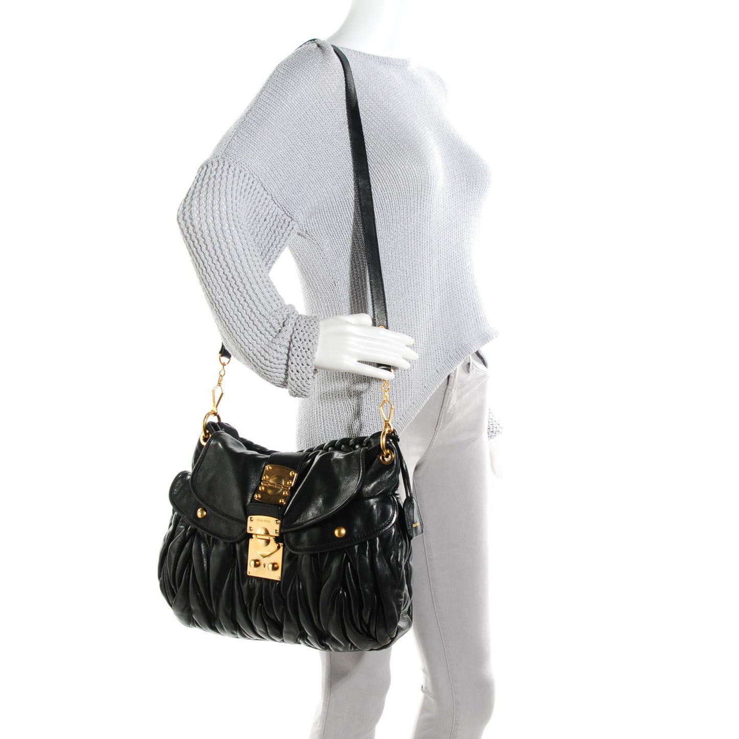 Nappa Matelasse Coffer Hobo Black
