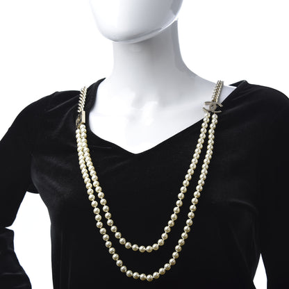 Chanel Pearl Chain CC Long Necklace Gold 2 of 6