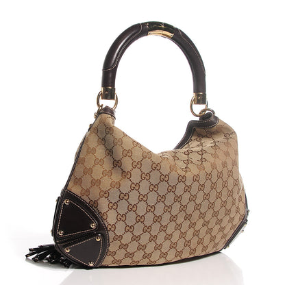 Gucci Monogram Medium Indy Top Handle Hobo Dark Brown 3 of 7